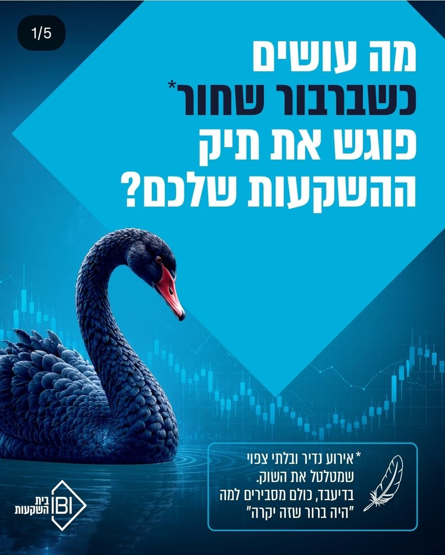 שקף פתיחה של קרוסלה: מה עושים כשברבור שחור פוגש את תיק ההשקעות